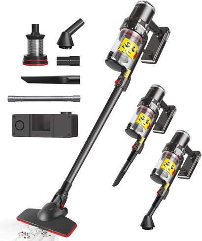 مكنسة كهربائية سلكية، مكنسة كهربائية قوية بقوة 600 واط بقوة 20 كيلو باسكال، مكنسة كهربائية محمولة قوية وخفيفة الوزن 5 في 1 لسجاد الأرضيات الصلبة وشعر الحيوانات الأليفة في المنزل in Kuwait