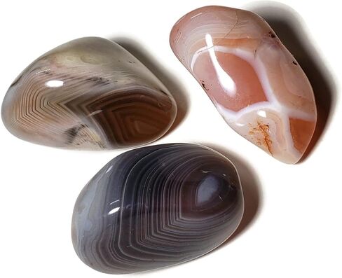 مجموعة 3 قطعة من عقيق بوتسوانا من الدرجة الأولى الصغيرة/المتوسطة هبطت ومصقولة للشفاء من الكريستال عينات من الأحجار الكريمة من أفريقيا in Kuwait