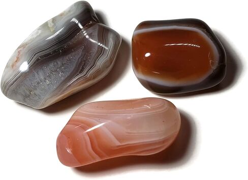 مجموعة 3 قطعة من عقيق بوتسوانا من الدرجة الأولى الصغيرة/المتوسطة هبطت ومصقولة للشفاء من الكريستال عينات من الأحجار الكريمة من أفريقيا in Kuwait