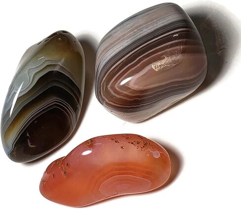 مجموعة 3 قطعة من عقيق بوتسوانا من الدرجة الأولى الصغيرة/المتوسطة هبطت ومصقولة للشفاء من الكريستال عينات من الأحجار الكريمة من أفريقيا in Kuwait