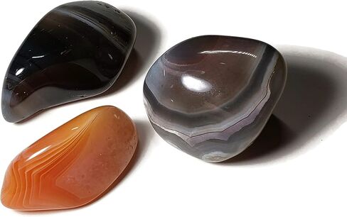 مجموعة 3 قطعة من عقيق بوتسوانا من الدرجة الأولى الصغيرة/المتوسطة هبطت ومصقولة للشفاء من الكريستال عينات من الأحجار الكريمة من أفريقيا in Kuwait