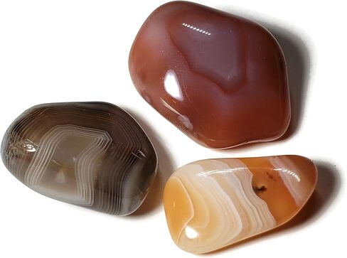 مجموعة 3 قطعة من عقيق بوتسوانا من الدرجة الأولى الصغيرة/المتوسطة هبطت ومصقولة للشفاء من الكريستال عينات من الأحجار الكريمة من أفريقيا in Kuwait