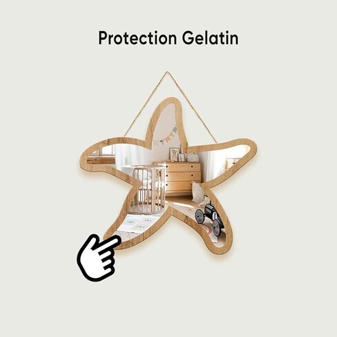 Sinco أكريليك ديكور من الخشب الطبيعي مؤطر على شكل نجم البحر مرآة حائط ديكور لغرفة الأطفال الحضانة 11.96 بوصة × 11.06 بوصة × 0.2 بوصة مرآة سميكة مؤطرة بدون ضباب in Kuwait