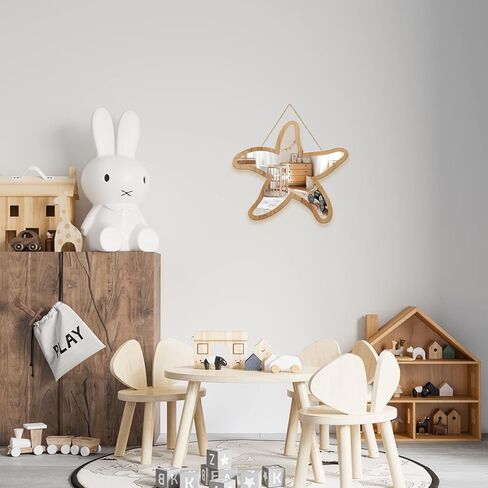 Sinco أكريليك ديكور من الخشب الطبيعي مؤطر على شكل نجم البحر مرآة حائط ديكور لغرفة الأطفال الحضانة 11.96 بوصة × 11.06 بوصة × 0.2 بوصة مرآة سميكة مؤطرة بدون ضباب in Kuwait