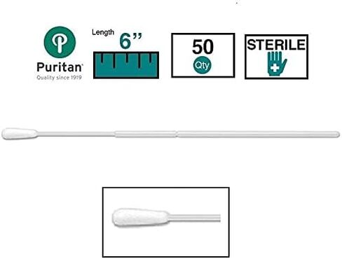 Puritan Medical HydraFlock 6 "مسحة قطيع قياسية معقمة مع مقبض بوليسترين بنقطة توقف 80 مم - 25-3306-H - صندوق مكون من 50 قطعة in Saudi Arabia