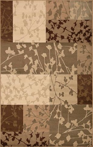 Superior Indoor Area Rug, Jute Backing, Floral Color Block Modern Farmhouse, Ideal for Entryway, Living Room, Kitchen, Bedroom, Hallway, Floor Cover, Phlox Collection, 4' x 6', Beige in Saudi Arabia