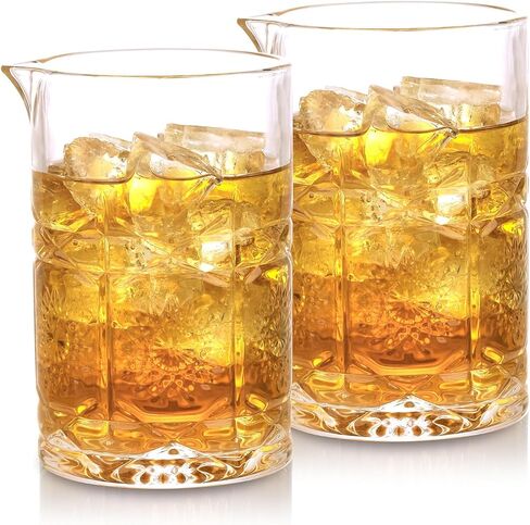 VanEnjoy Set of 2 20oz Crystal Cocktail Mixing Glass Cocktail Pitcher, Cocktail Stirring Glass Old Fashioned Kit for Bartenders in Saudi Arabia