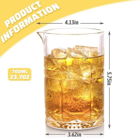 VanEnjoy Set of 2 20oz Crystal Cocktail Mixing Glass Cocktail Pitcher, Cocktail Stirring Glass Old Fashioned Kit for Bartenders in Saudi Arabia