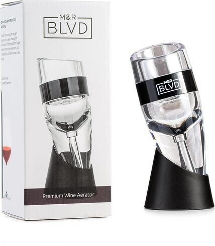 Wine Aerator with Vertical Display Stand by M&R Blvd. - 100% BPA Free - Premium Handheld Decanter Pourer Spout for Red, White, and Sweet Wines - Wine Gift Set for Wine Lovers and Aficionados in Saudi Arabia