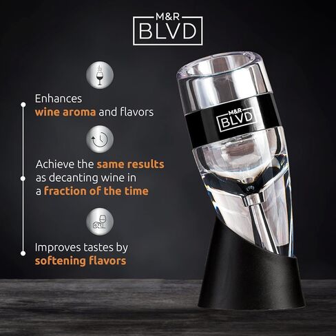 Wine Aerator with Vertical Display Stand by M&R Blvd. - 100% BPA Free - Premium Handheld Decanter Pourer Spout for Red, White, and Sweet Wines - Wine Gift Set for Wine Lovers and Aficionados in Saudi Arabia
