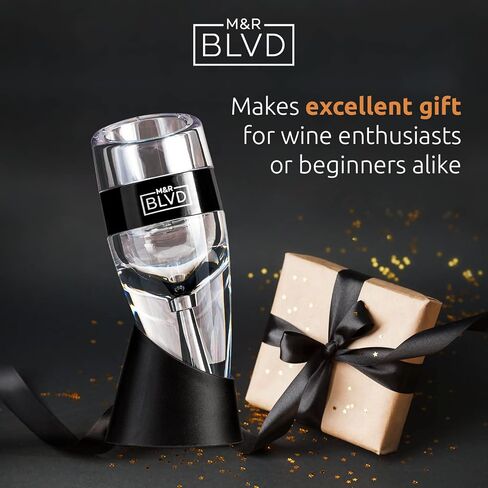 Wine Aerator with Vertical Display Stand by M&R Blvd. - 100% BPA Free - Premium Handheld Decanter Pourer Spout for Red, White, and Sweet Wines - Wine Gift Set for Wine Lovers and Aficionados in Saudi Arabia