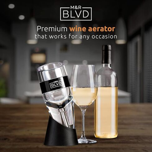 Wine Aerator with Vertical Display Stand by M&R Blvd. - 100% BPA Free - Premium Handheld Decanter Pourer Spout for Red, White, and Sweet Wines - Wine Gift Set for Wine Lovers and Aficionados in Saudi Arabia
