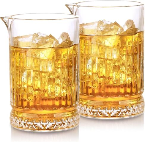 VanEnjoy Set of 2 20oz Crystal Cocktail Mixing Glass Cocktail Pitcher, Cocktail Stirring Glass Old Fashioned Kit for Bartenders in Kuwait