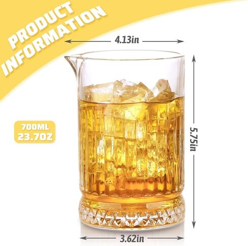 VanEnjoy Set of 2 20oz Crystal Cocktail Mixing Glass Cocktail Pitcher, Cocktail Stirring Glass Old Fashioned Kit for Bartenders in Kuwait