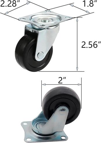 8 Pcs 2 inch Casters:Swivel Caster Wheels Rubber Base with Top Plate & Bearing Heavy Duty, Caster Wheels for Cart Furniture Workbench. (2 inch Casters) in Kuwait