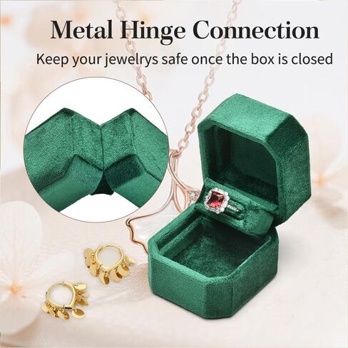 صندوق خاتم، علبة حلقية مخملية من القطيفة لحفلات الخطوبة والزفاف، صندوق هدايا صغير للرجال والنساء والصديقة والأم والأب (أخضر مع كلمات) in Kuwait