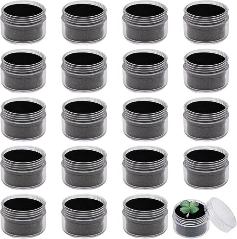 CHGCRAFT 15Pcs Round Stone Box Gemstone Display Case Plastic Loose Beads Decorate Storages with Black Sponge Inside for Jewelry Beads Display Storage, 1.5x1Inch in Saudi Arabia