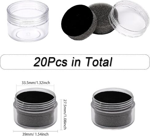 CHGCRAFT 15Pcs Round Stone Box Gemstone Display Case Plastic Loose Beads Decorate Storages with Black Sponge Inside for Jewelry Beads Display Storage, 1.5x1Inch in Saudi Arabia