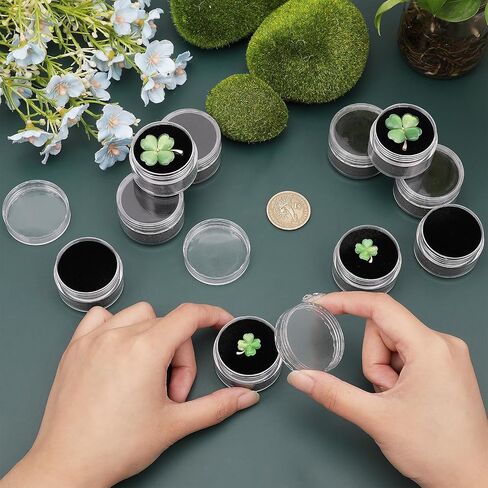 CHGCRAFT 15Pcs Round Stone Box Gemstone Display Case Plastic Loose Beads Decorate Storages with Black Sponge Inside for Jewelry Beads Display Storage, 1.5x1Inch in Saudi Arabia