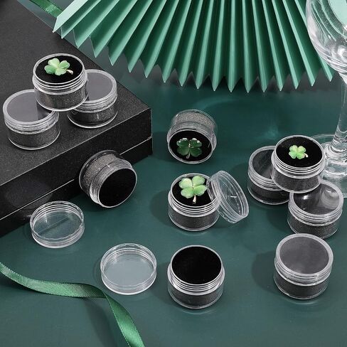 CHGCRAFT 15Pcs Round Stone Box Gemstone Display Case Plastic Loose Beads Decorate Storages with Black Sponge Inside for Jewelry Beads Display Storage, 1.5x1Inch in Saudi Arabia