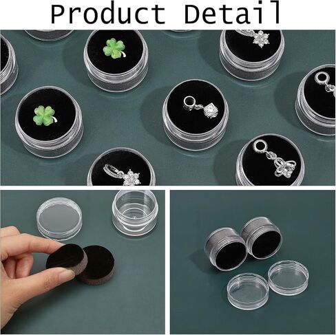 CHGCRAFT 15Pcs Round Stone Box Gemstone Display Case Plastic Loose Beads Decorate Storages with Black Sponge Inside for Jewelry Beads Display Storage, 1.5x1Inch in Saudi Arabia
