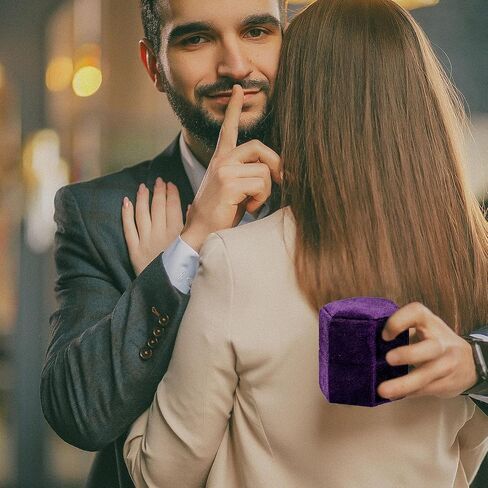 Champagne Velvet Jewelry Ring Box, 2 Slot Champagne Jewelry Ring Gift Box, Hexagon Vintage Ring Box with Detachable Lid, Double Ring Holder Box for Engagement, Wedding, Ceremony, Proposal, Photoshoots in Saudi Arabia