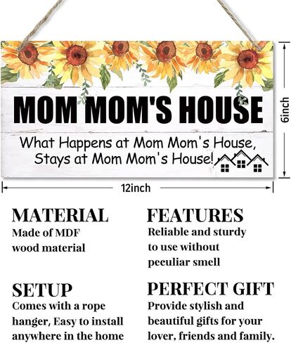 Vintage Style Sign, Granny's House What Happens at Granny's House, Stays at Granny's House, Hanging Wood Sign Home Decorative, Printed Wood Wall Art Sign, Gift for Grandma 12x6 in in Saudi Arabia