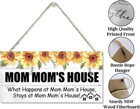 Vintage Style Sign, Granny's House What Happens at Granny's House, Stays at Granny's House, Hanging Wood Sign Home Decorative, Printed Wood Wall Art Sign, Gift for Grandma 12x6 in in Saudi Arabia