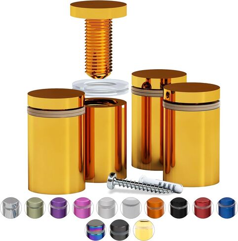 4 Pcs Stainless Steel Standoff Screws (Black) - ½" x 1" Screws for Acrylic, Wood, and Glass Signage - Sign Standoffs Wall Mount for Frames, Advertisements, and Displays in Saudi Arabia