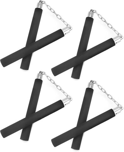 QWORK Safe Foam Rubber Training Nunchucks, 11×6.69 Inch, Soft Padded Foam with Stainless Steel Chain, 4 Pcs in Saudi Arabia
