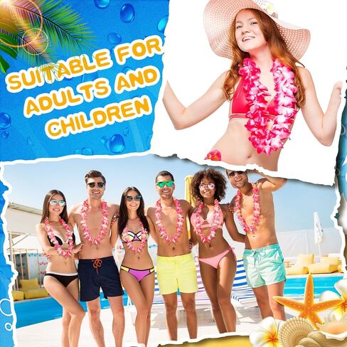 Jexine 50 Counts Hawaiian Leis Necklace Tropical Flower Leis for Luau Party Artificial Flowers Neck Loop for Decoration Beach Birthday Wedding Dance Garland Headbands (Blue) in Saudi Arabia