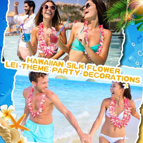 Jexine 50 Counts Hawaiian Leis Necklace Tropical Flower Leis for Luau Party Artificial Flowers Neck Loop for Decoration Beach Birthday Wedding Dance Garland Headbands (Blue) in Saudi Arabia