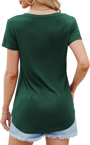 قمصان تونيك نسائية بأكمام قصيرة من Amoretu صيفية برقبة على شكل حرف V وقمصان كاجوال عصرية in Kuwait