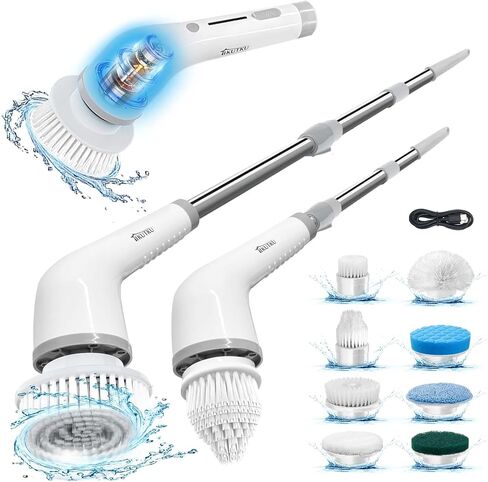 Electric Spin Scrubber: Cordless Shower Scrub Brush, 8 Replaceable Brush Heads, Electric Cleaning Brush for Bathroom, Tile Tub, Car, Sink, Floor, Window in Saudi Arabia