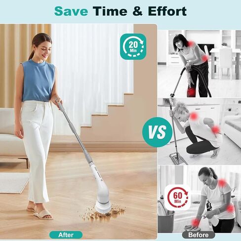 Electric Spin Scrubber: Cordless Shower Scrub Brush, 8 Replaceable Brush Heads, Electric Cleaning Brush for Bathroom, Tile Tub, Car, Sink, Floor, Window in Saudi Arabia