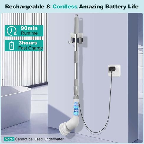 Electric Spin Scrubber: Cordless Shower Scrub Brush, 8 Replaceable Brush Heads, Electric Cleaning Brush for Bathroom, Tile Tub, Car, Sink, Floor, Window in Saudi Arabia