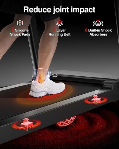 Treadmills for Home, 3.0HP Quiet Brushless Folding Treadmill with Heart Rate Sensor, Silicone Damping System, 300lbs Weight Capacity, Holder for Cup & Phone in Saudi Arabia