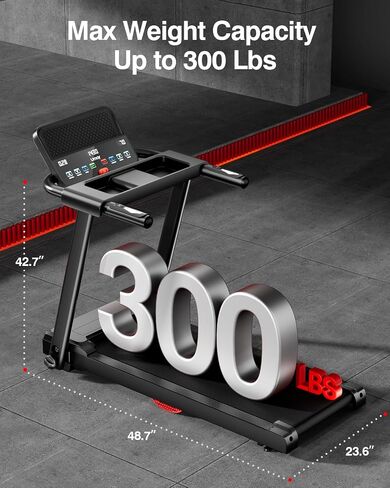 Treadmills for Home, 3.0HP Quiet Brushless Folding Treadmill with Heart Rate Sensor, Silicone Damping System, 300lbs Weight Capacity, Holder for Cup & Phone in Saudi Arabia