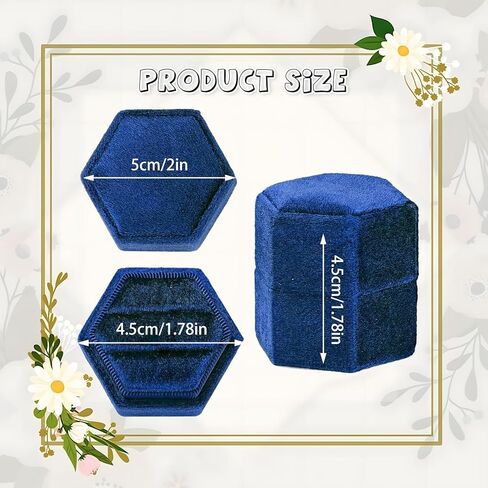 صندوق خاتم مجوهرات مخملي أرجواني، صندوق هدايا خاتم مجوهرات أرجواني بفتحتين، صندوق خاتم عتيق سداسي الشكل مع غطاء قابل للفصل، صندوق حامل حلقة مزدوج للخطوبة، الزفاف، الاحتفال، الاقتراح، التقاط الصور in Kuwait