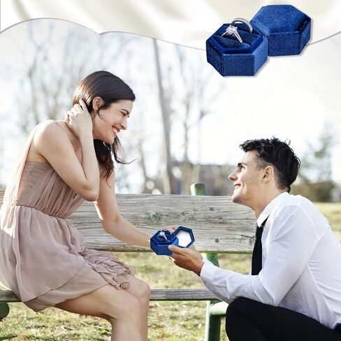 صندوق خاتم مجوهرات مخملي أرجواني، صندوق هدايا خاتم مجوهرات أرجواني بفتحتين، صندوق خاتم عتيق سداسي الشكل مع غطاء قابل للفصل، صندوق حامل حلقة مزدوج للخطوبة، الزفاف، الاحتفال، الاقتراح، التقاط الصور in Kuwait