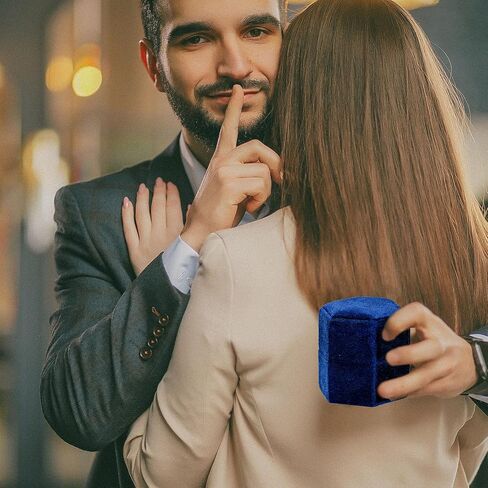 صندوق خاتم مجوهرات مخملي أرجواني، صندوق هدايا خاتم مجوهرات أرجواني بفتحتين، صندوق خاتم عتيق سداسي الشكل مع غطاء قابل للفصل، صندوق حامل حلقة مزدوج للخطوبة، الزفاف، الاحتفال، الاقتراح، التقاط الصور in Kuwait