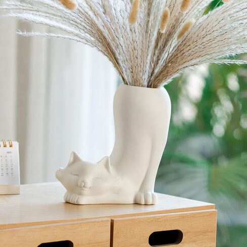 White Ceramic Vase Bunny Decor Vase, Spring Home Decor, Modern Vase for Easter Minimalist Decor for Table, Shelf, Bookshelf Decor Vase and Entryway Decor Vase in Saudi Arabia