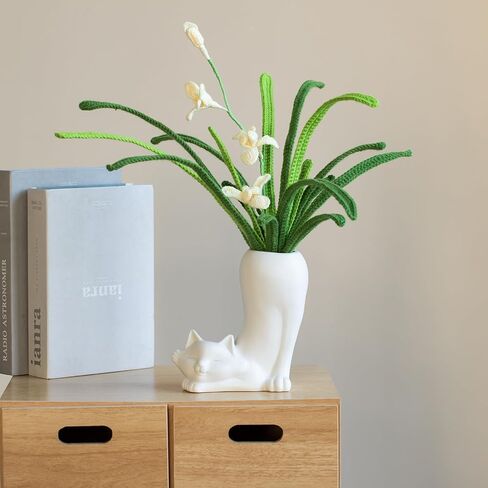White Ceramic Vase Bunny Decor Vase, Spring Home Decor, Modern Vase for Easter Minimalist Decor for Table, Shelf, Bookshelf Decor Vase and Entryway Decor Vase in Saudi Arabia