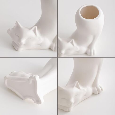 White Ceramic Vase Bunny Decor Vase, Spring Home Decor, Modern Vase for Easter Minimalist Decor for Table, Shelf, Bookshelf Decor Vase and Entryway Decor Vase in Saudi Arabia