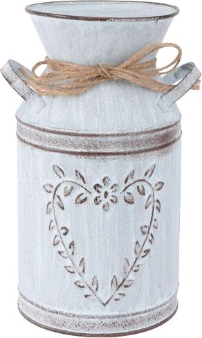 DOITOOL 2pcs Galvanized Vases with Handle Farmhouse Vintage Metal Flower Vase Rustic Milk Can Vase Planter for Home Flower Arrangement Decor Style 2 in Saudi Arabia
