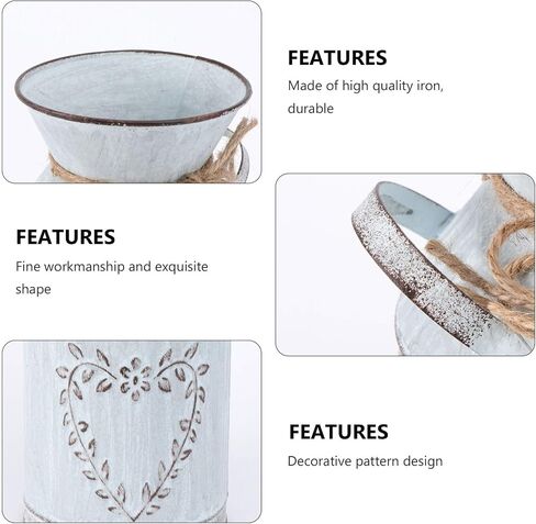 DOITOOL 2pcs Galvanized Vases with Handle Farmhouse Vintage Metal Flower Vase Rustic Milk Can Vase Planter for Home Flower Arrangement Decor Style 2 in Saudi Arabia