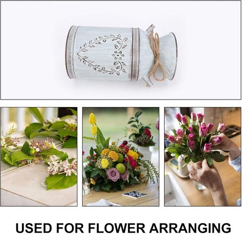DOITOOL 2pcs Galvanized Vases with Handle Farmhouse Vintage Metal Flower Vase Rustic Milk Can Vase Planter for Home Flower Arrangement Decor Style 2 in Saudi Arabia
