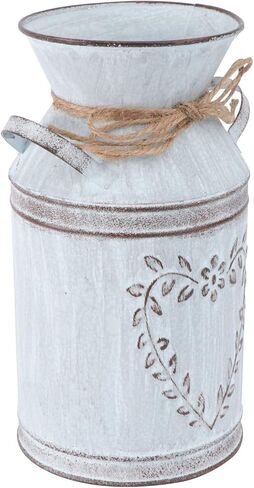 DOITOOL 2pcs Galvanized Vases with Handle Farmhouse Vintage Metal Flower Vase Rustic Milk Can Vase Planter for Home Flower Arrangement Decor Style 2 in Saudi Arabia
