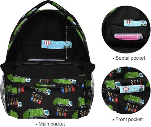 Garbage Truck Trash Recycling Kids Backpack for Boys Girls,Kids Daypacks ​Elementary Toddler School Bags Preschool Bookbag Travel Bag (041201),Over 3 years old in Saudi Arabia