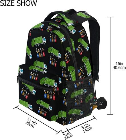 Garbage Truck Trash Recycling Kids Backpack for Boys Girls,Kids Daypacks ​Elementary Toddler School Bags Preschool Bookbag Travel Bag (041201),Over 3 years old in Saudi Arabia
